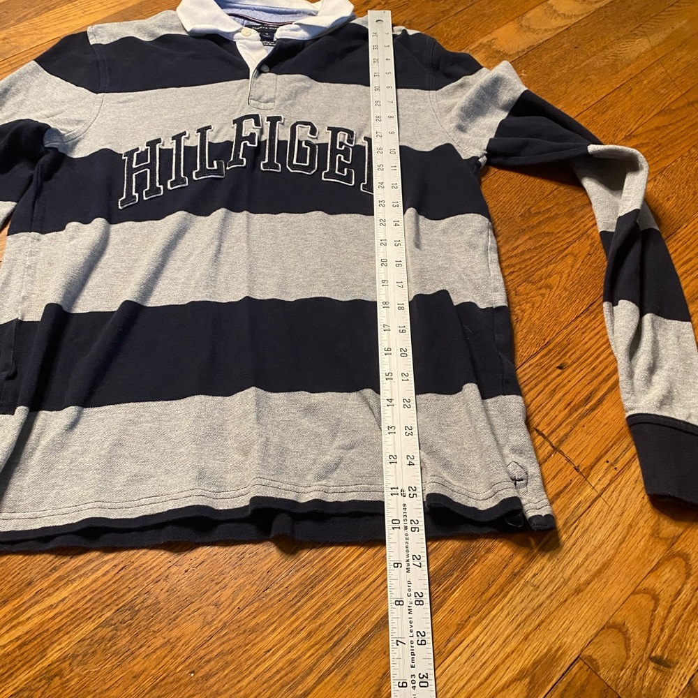 Tommy Hilfiger Men’s Striped Rugby Shirt Size M Custom Fit - Picture 3 of 8